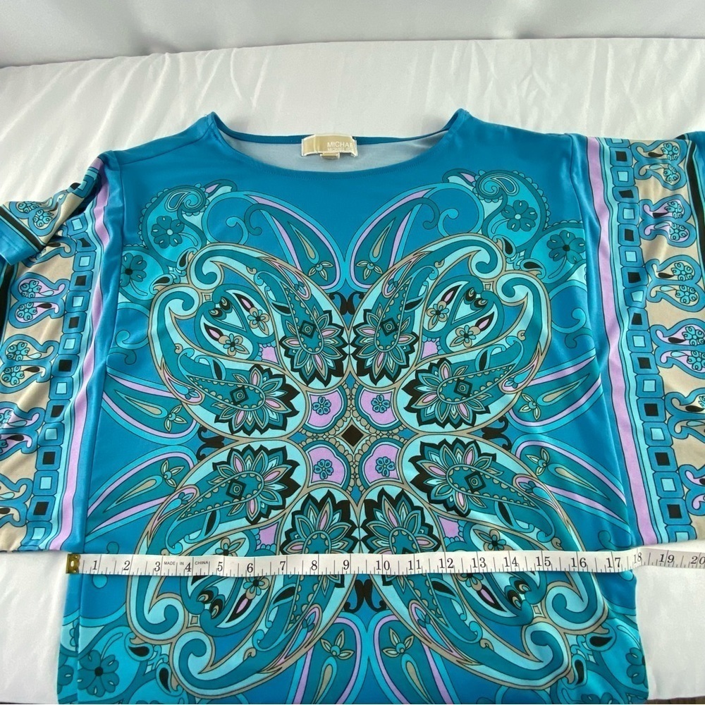 Michael Michael Kors turquoise blue butterfly sleeve blouse, S - Picture 7 of 11